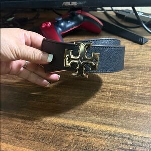 Tory Burch Black Belt with Gold Emblem